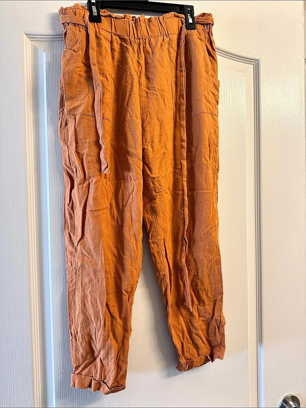 Shinessay Linen Jogger Pants in Orange Size M